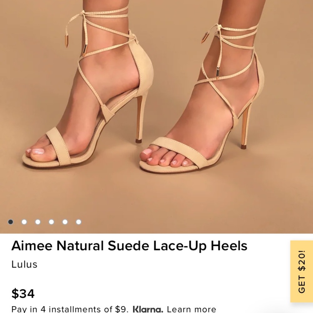 Lulu’s Aimee Natural Suede Lace Up Heel